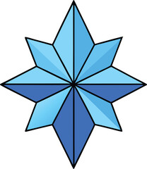 Obraz premium Abstract blue snowflake crystal vector illustration with sharp geometric points transparent background