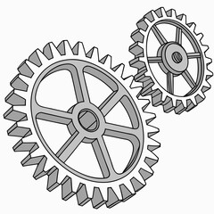 Obraz premium Interlocking metallic gears mechanism mechanical engineering