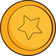 Fototapeta premium Golden coin embossed star icon vector illustration scalable eps for adobe stock transparent background
