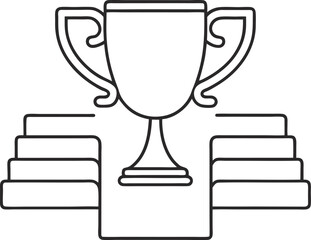Illustration of a trophy on a podium, , symbolizing success, achievement, and victory in a competition or contest