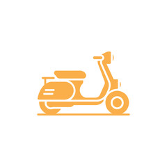 Fototapeta premium Golden Scooter Icon Retro Moped Illustration on White Background, Transportation Vehicle