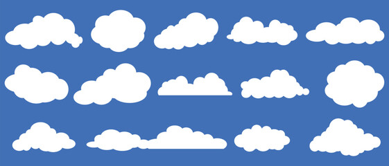 . Vector set of cartoon clouds in flat design. Set of cartoon cloud in a flat design.