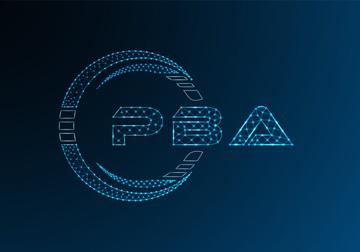 PBA low poly letter logo vector design. PBA lower poly logo design. Low poly logo.