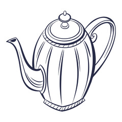 Ornate teapot with handle and spout beverage kitchenware