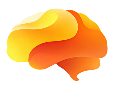 Abstract stylized brain graphic, warm orange and yellow hues