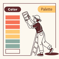 Person choosing colors from a palette color palette
