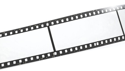 Empty photographic film strip.  A digital image of filmstrip, white background