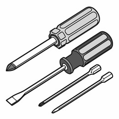 Phillips and flathead screwdrivers with interchangeable bits