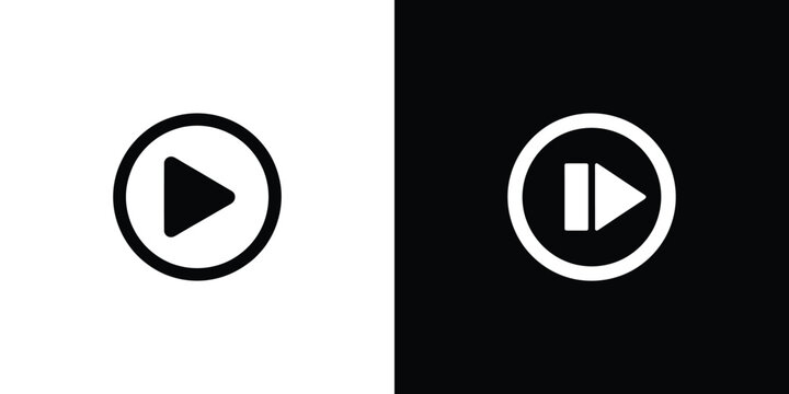 Play and Pause Button Icons in Black and White Representation