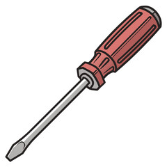 Fototapeta premium Red handled flat head screwdriver tool metal shaft