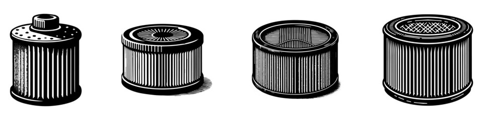 Modern Minimalist Air Filter Icon, Flat Silhouette of an Engine Intake Component Vector for Automotive Illustration Design