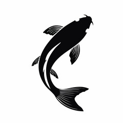 Elegant Koi Fish Silhouette A Black and White Aquatic Design