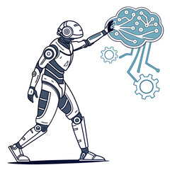 Robot interacting with digital cloud network android