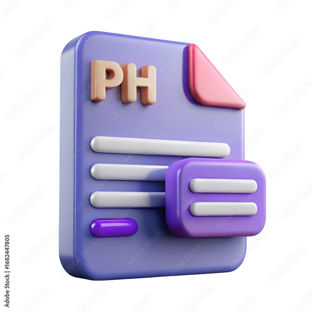 Poster 3d render ph document icon isolated on transparent background