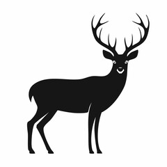 Obraz premium Silhouette of a Majestic Deer A Simple and Elegant Black and White Graphic