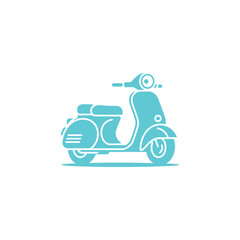 Teal Retro Scooter Icon Illustration Clean on White Background