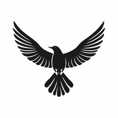 Obraz premium Dynamic silhouette of a graceful bird in full flight with outstretched wings, symbolizing freedom, hope, and natural elegance. A versatile graphic design element for creative projects