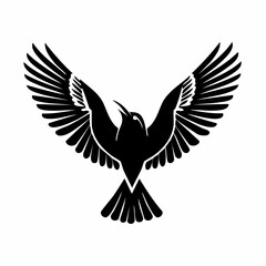 Obraz premium Black Silhouette of a Bird with Outstretched Wings