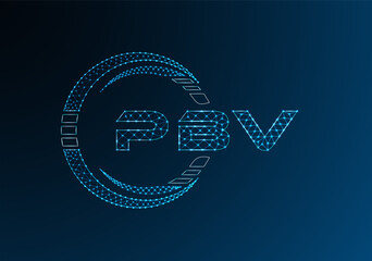 PBV low poly letter logo vector design. PBV lower poly logo design. Low poly logo.