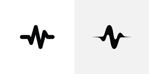 Two Black Waveform Icons Depicted SidebySide Against Contrasting White and Light Gray Backgrounds