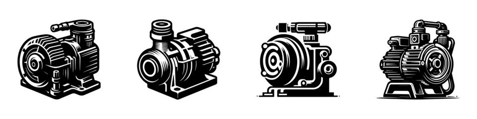 Modern Minimalist Washer Pump Icon, Flat Silhouette of a Vehicle Windshield Cleaning Component Vector for Automotive Illustration Design