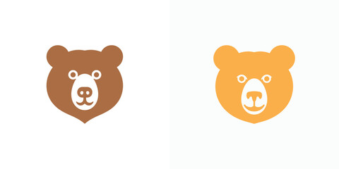 Two Cute Bear Faces A Brown Bear and a Golden Bear Cartoon Illustration