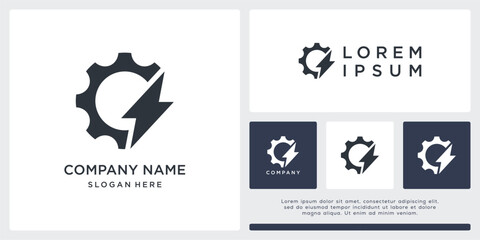 Flash solution logo design with gear