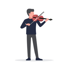 Naklejka premium Man Playing Violin: Simple Flat Illustration
