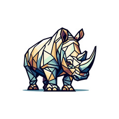 Obraz premium Geometric rhino illustration, modern artistic animal representation.