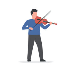 Fototapeta premium Man Playing Violin: Flat Design Illustration