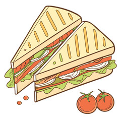 Triangles sandwich with tomatoes food lunch