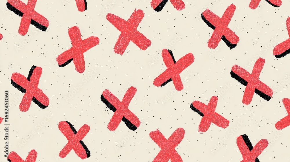 Aufkleber colorful red crossed marks pattern on a textured light background suitable for creative projects and