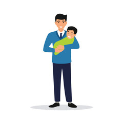 Happy Father Holding Infant Son