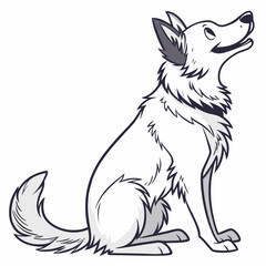 White wolf dog sitting attentive grey