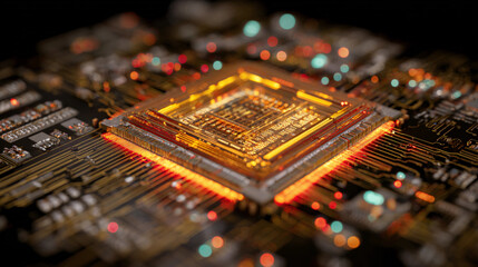 Quantum Computer Chip Glow