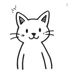 Cat Doodle Black and White Illustration Vector Image Cute Kitten Sketch Line Art Drawing Silhouette