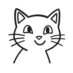 Cat Doodle Black and White Illustration Vector Image Cute Kitten Sketch Line Art Drawing Silhouette