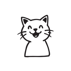 Cat Doodle Black and White Illustration Vector Image Cute Kitten Sketch Line Art Drawing Silhouette