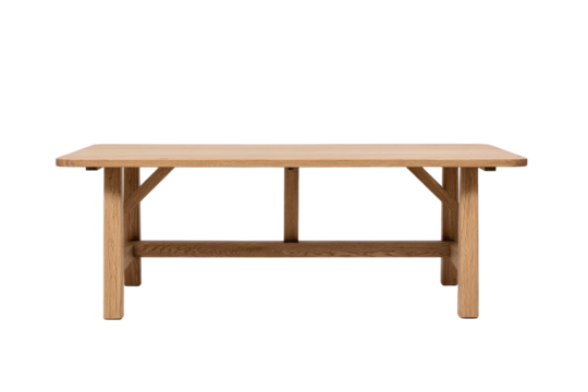 Simple, light-colored wooden dining table