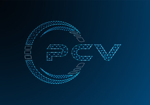PCV low poly letter logo vector design. PCV lower poly logo design. Low poly logo.
