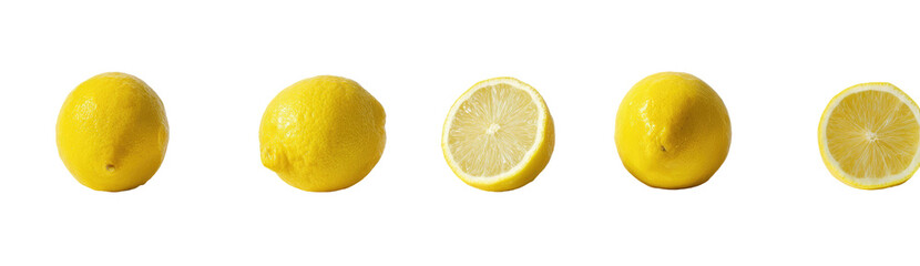 Four?lemons,?two?whole?and?two?halves,?arranged?horizontally