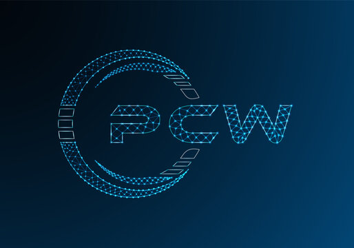 PCW low poly letter logo vector design. PCW lower poly logo design. Low poly logo.