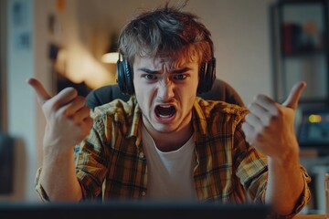 young man with laptop, Generative AI
