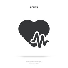 Obraz premium Romantic heart icon. Love symbol. Valentine's Day sign isolated on white background, Flat style for graphic, logo, website, mobile app, UI, UX