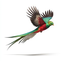 Fototapeta premium Colorful Exotic Bird Flying in White Background