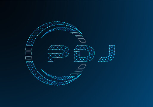 PDJ low poly letter logo vector design. PDJ lower poly logo design. Low poly logo.
