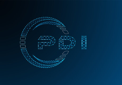 PDI low poly letter logo vector design. PDI lower poly logo design. Low poly logo.