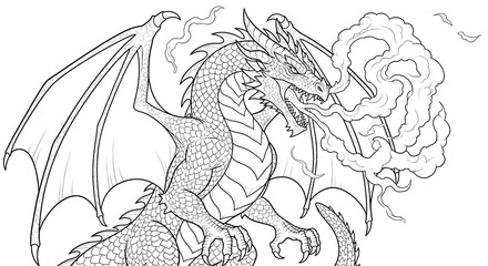 Fototapeta premium Mythical Dragon Creature with Intricate Scales and Majestic Wings Ready to Take Flight