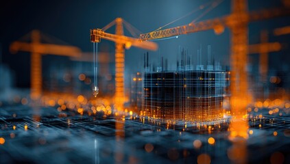 City under construction, digital representation