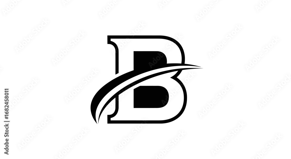 Poster modern letter b logo design with a dynamic swoosh element.